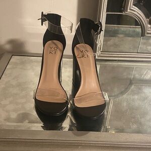 Yoki Black Heels with Transparent Straps